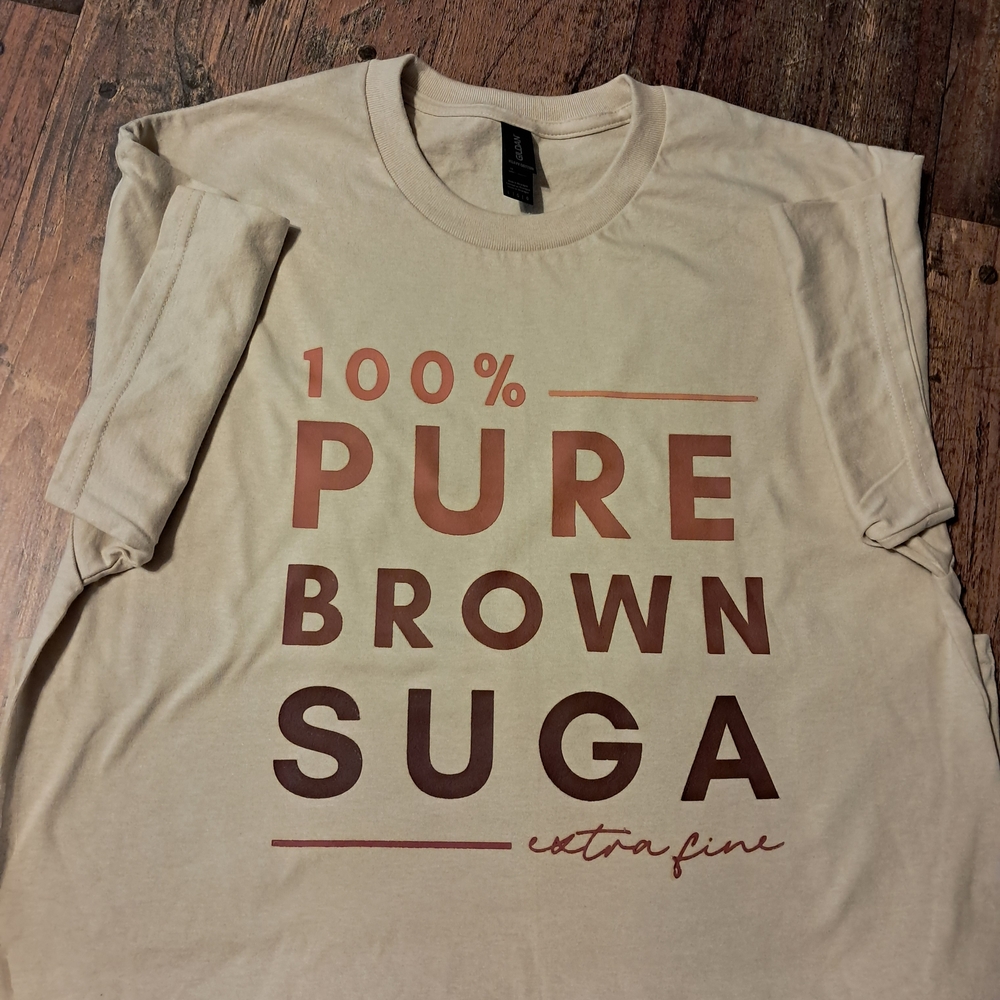 Beige Graphic T-Shirt with Bold Text